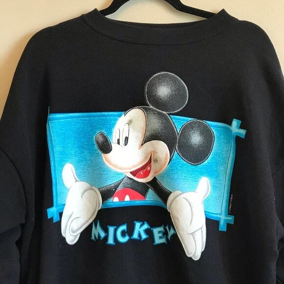 Tultex XL Y2K 90s vintage Mickey Disney black sweater - Picture 2 of 7